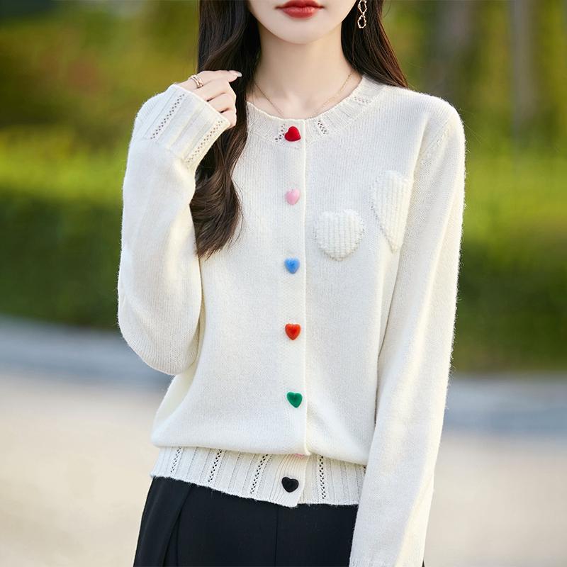 Женский кашемировый свитер Qinghe Cashmere 30% кашемир 70% шерсть Осень и зима Кашемировый кардиган Мягкий и теплый