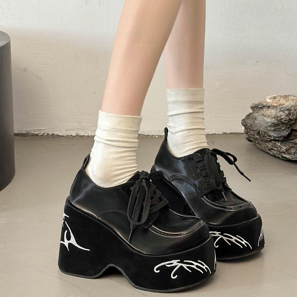 Туфли-лодочки на толстой платформе и танкетке для женщин, новинка весна-лето, готика, панк, лолита, Мэри Джейн, женская обувь, удобные женские туфли для вечеринок