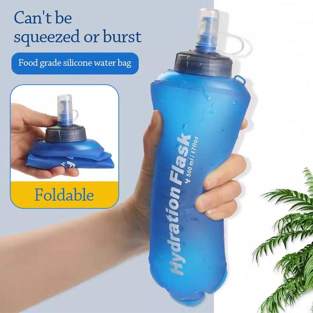 500ml Summer Folding Sport Water Bottle Lightweight Running Soft Water Bag Portable Hiking Water Cup Outdoors