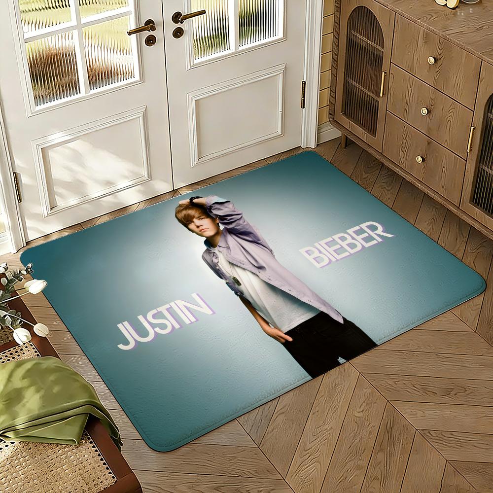 Hot Singer J-Justin B-Bieber Floor Mat Soft Thickened Absorbent Non-Slip Bedroom Living Room Door Mat Home Decor Flannel Rugs