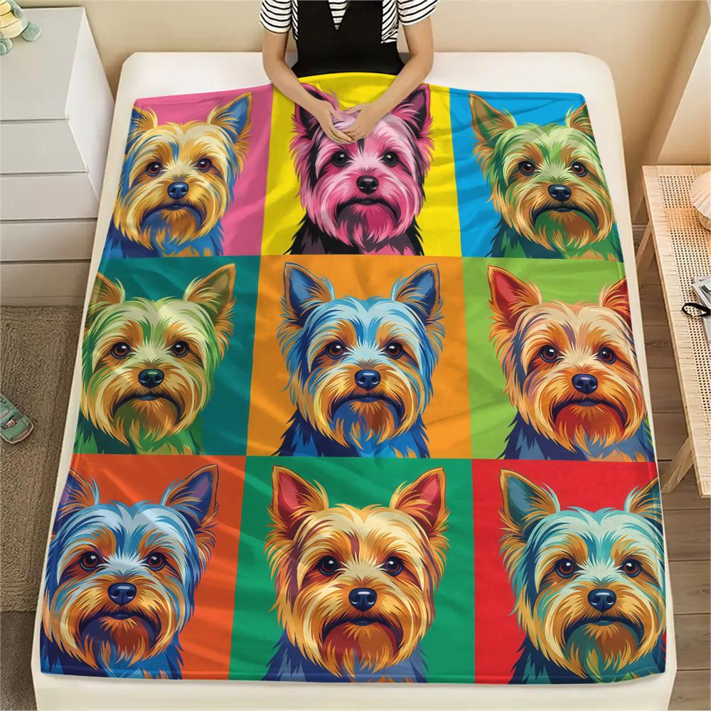 Colorful nine grid cat dog Print Flannel Blanket,High quality Comfortable for All Seasons,Home Decor,Warmth and Comfort,Perfect for Christmas Gifts