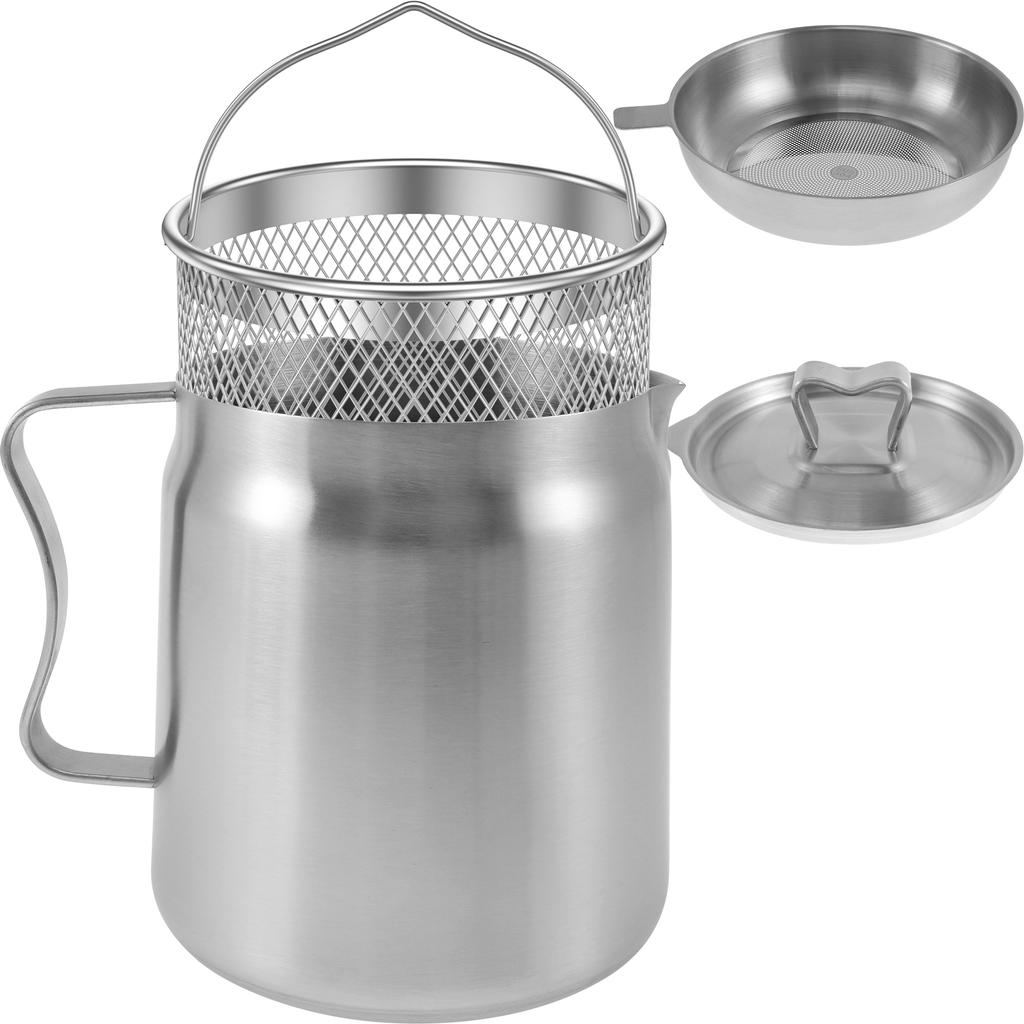 Масляный бак-фильтр из нержавеющей стали с крышкой и фильтром с мелкими порами 1,5 л/2 л бак для хранения масла эргономичная ручка многоцелевой кухонный то