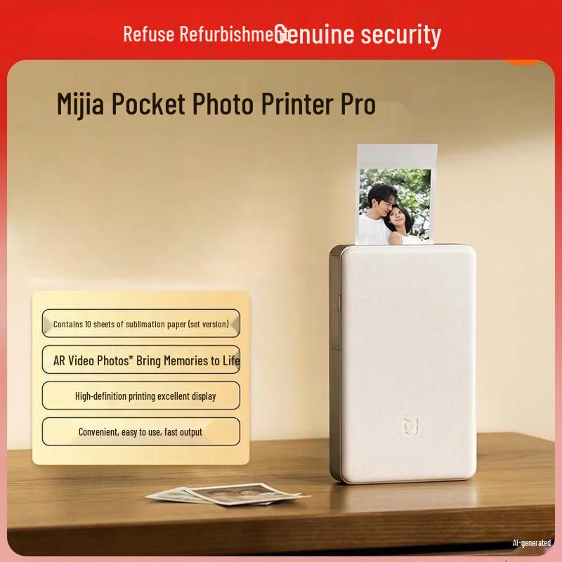 Карманный фотопринтер Xiaomi Mijia, китайская вилка (адаптер в комплекте)