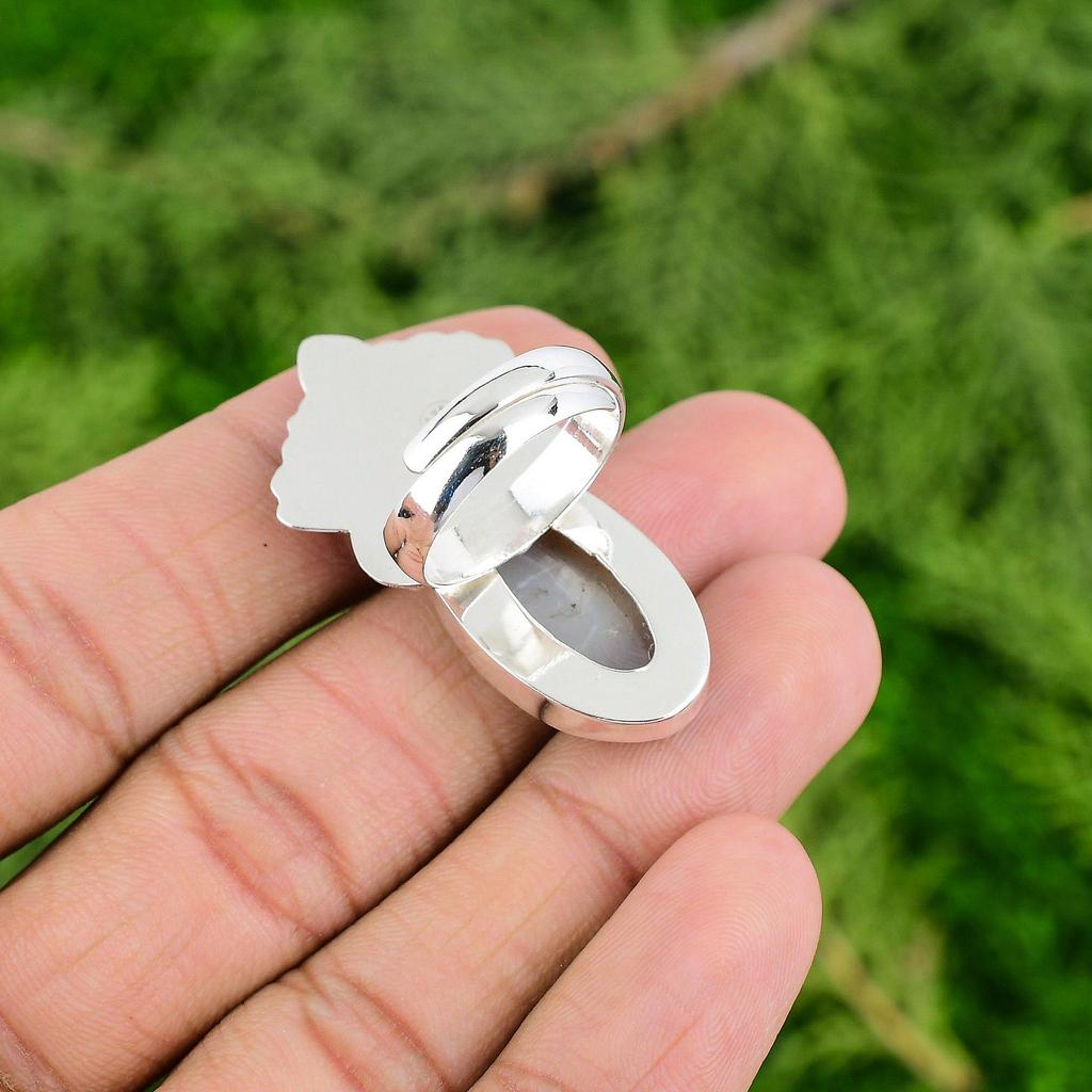 Oval Botswana Agate Gemstone Sterling Silver Promise Ethnic Wife Ring Jewelry