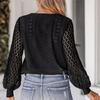 Fashion V-neck Loose Lace Patchwork White Shirt Women Elegant Vintage Lantern Sleeve Loose Women's Blouses Hollow Out Solid Casual Shirts New 26351