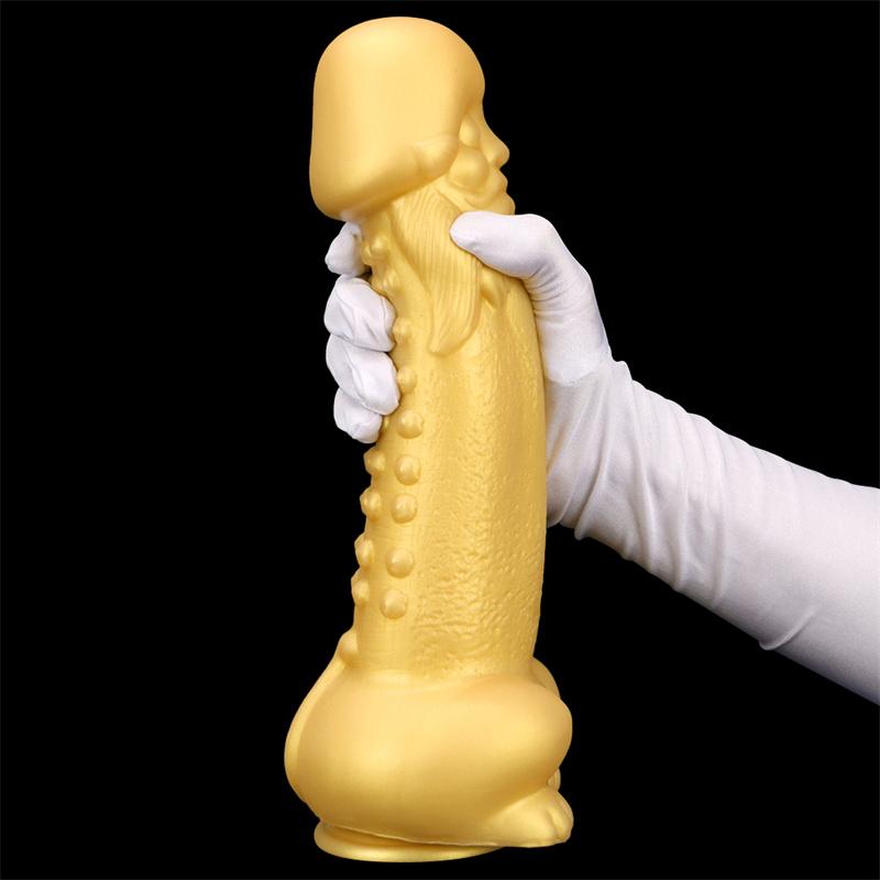 Большой лысый большой золотой силиконовый анальный штекер, анус мягкой формы, анальное расширение, большой толстый фаллоимитатор, мастурбатор