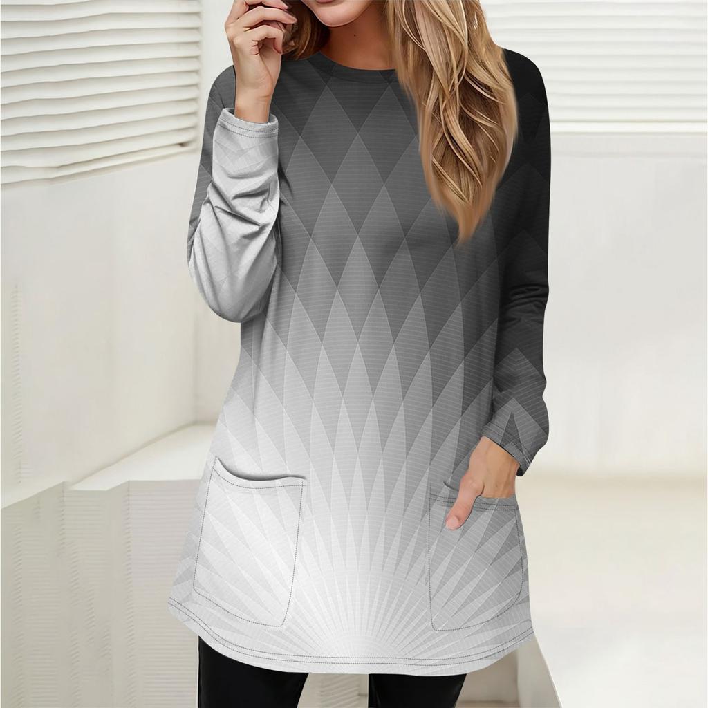 Women's Sweatshirt Pullover Active Sportswear Pocket Print Casual Round Neck Long Sleeve Top