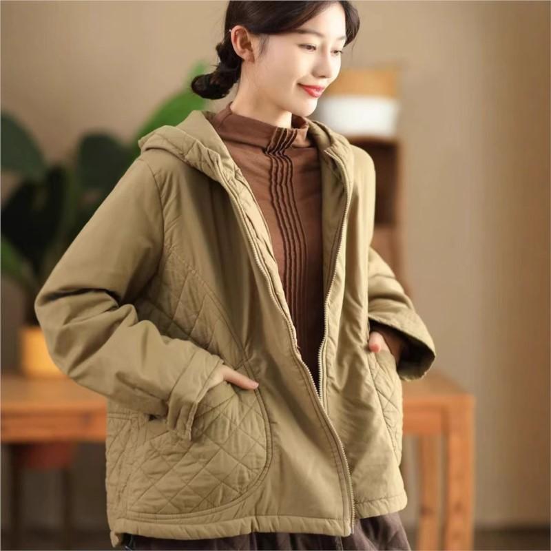 Johnature Модное повседневное пальто с капюшоном и свободной молнией, однотонное, зимнее, с длинными рукавами, в китайском стиле, сращивающееся пальто