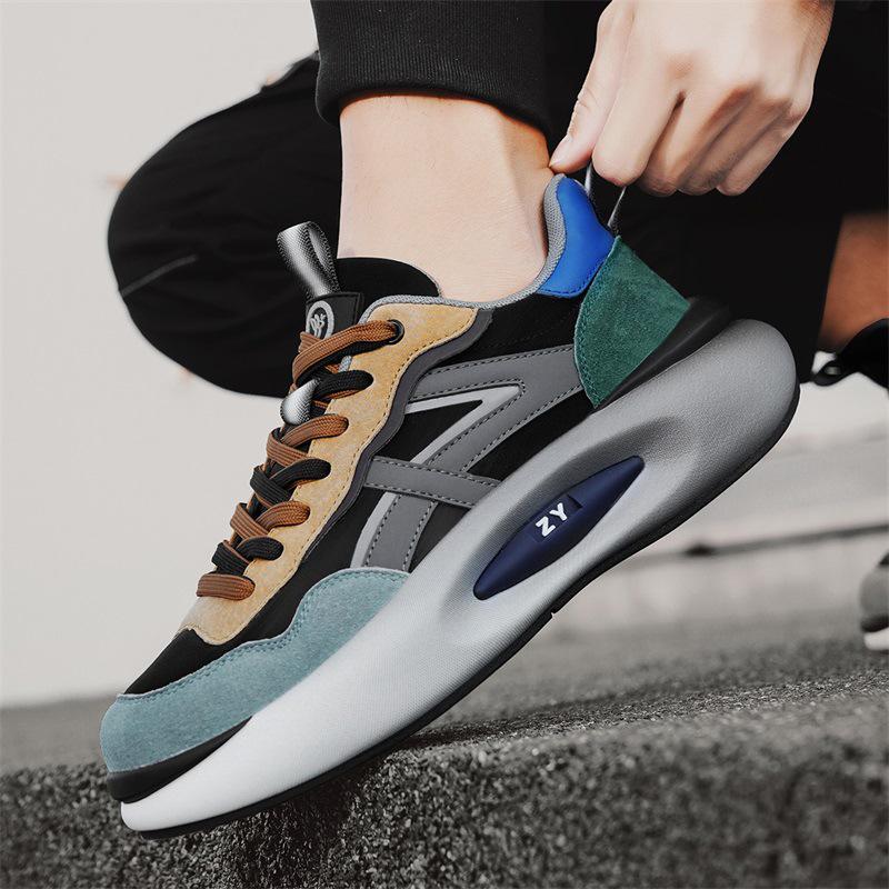 Мужские дышащие кожаные модные кроссовки класса люкс - Универсальные, на толстой подошве, увеличивающие рост папины кроссовки для осени и зимы