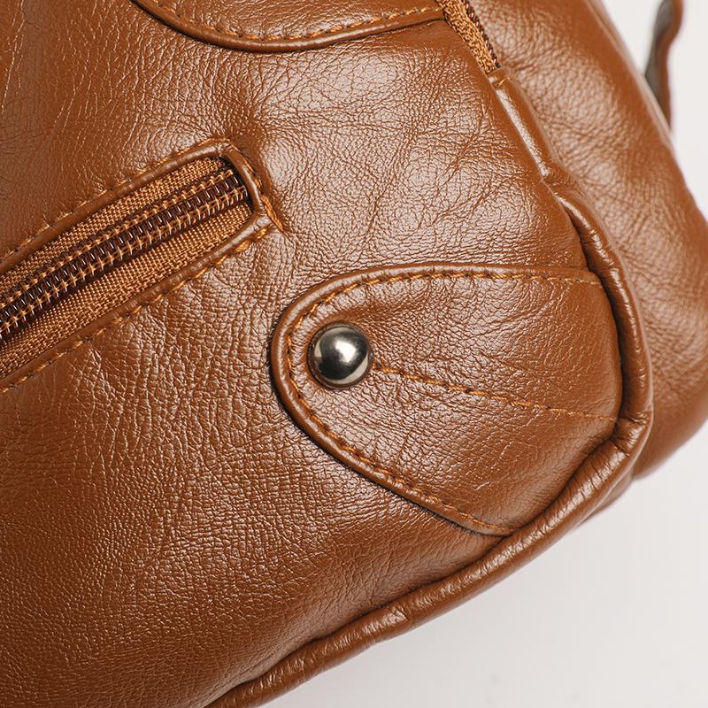 Сумка-мессенджер для женщин среднего и пожилого возраста, женская однотонная сумка из мягкой кожи с несколькими карманами