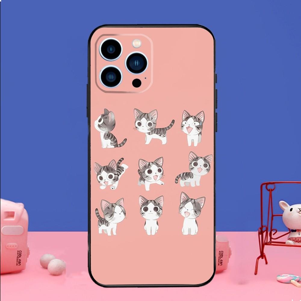 Чехол для телефона Chi Cat Sweet Home для iPhone 14,13,12 Mini 11 Pro XR,X,XS,MAX 6S,7,8 Plus Силиконовый чехол Мягкий черный