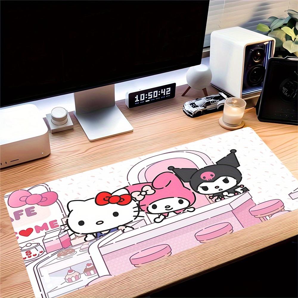 Hello Kitty, Cafe Themed XXL Mouse Pad - Non-slip Rubber Desk Mat for Gaming and Office Use, Multi-Function Keyboard and Mouse Pad, Ideal Gi