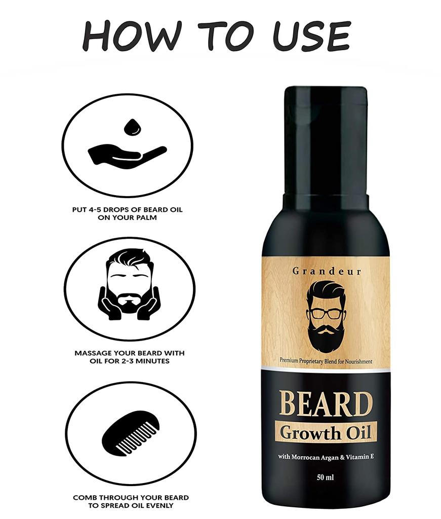 Масло для роста бороды Grandeur для мужчин для более густой и густой бороды с аргановым маслом и витамином Е