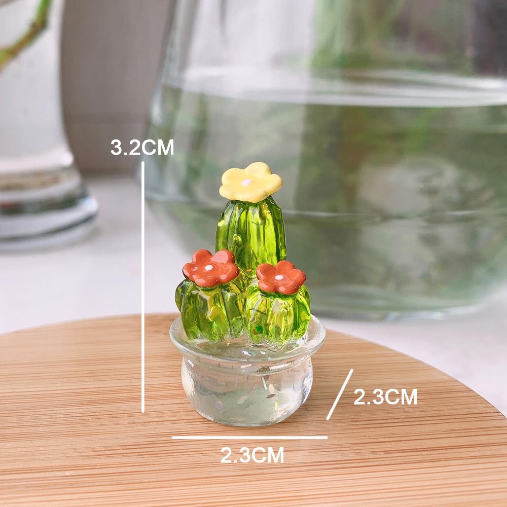 2/3/4PCS Cactus Figurines Ornaments Desktop Craft Car Inner Ornaments Adornment Creative Cute Miniature Plant For Home Decor