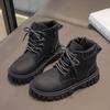 Модные ботинки для мальчиков и девочек, короткие ботинки, нескользящие ботинки, детские ботинки на молнии сбоку, одинарные ботинки, кожаные ботинки, противоскользящие