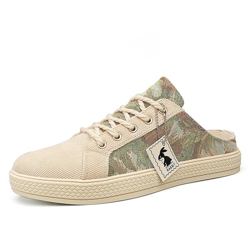 Весенняя и осенняя обувь больших размеров, мужская обувь с принтом, дышащие, легкие, простые тапочки.