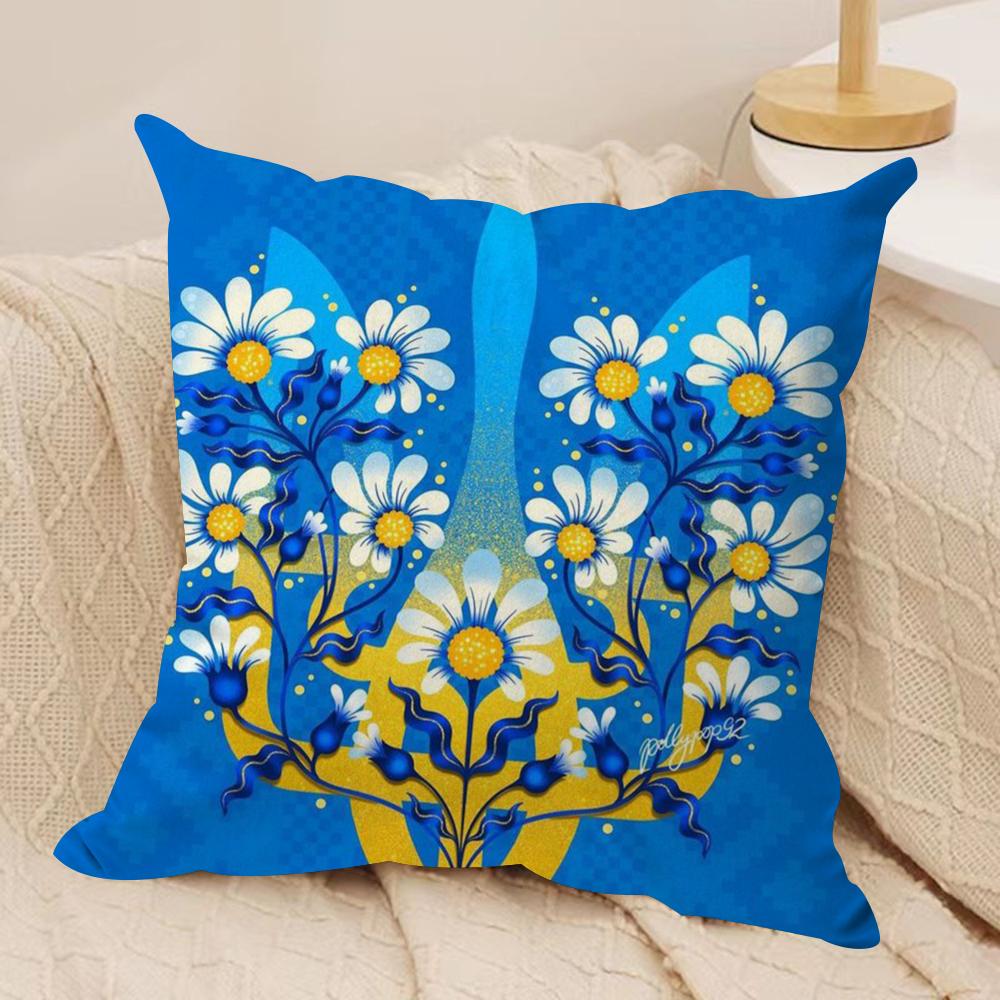 Uukraines Flag Aesthetic Cushion Cover Silky Short Plush DoubleSided Printed Pillow Case for Sofa All Seasons Home Decor Gift