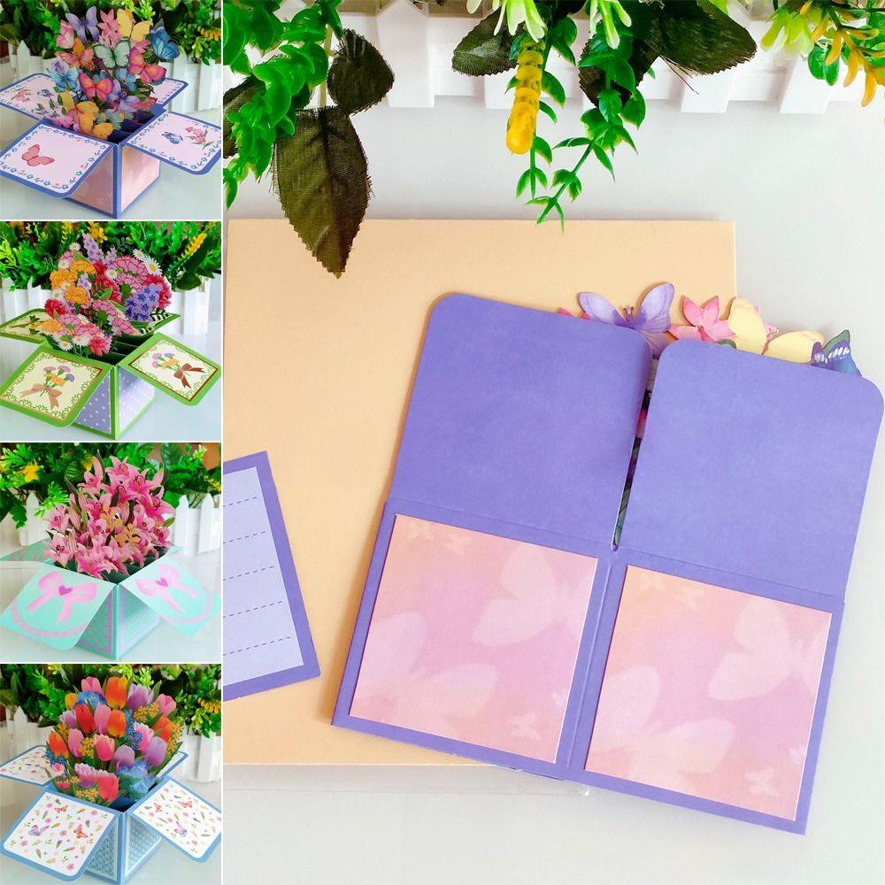 Greeting Card 3D Pops-up Bouquet Rose/Lily/Sunflower/Tulip Paper Flowers Daisy/Carnation