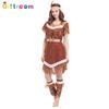 Halloween Costume Original Savage Caveman Dress Adult Women Masquerade Party Fringed Dress Set