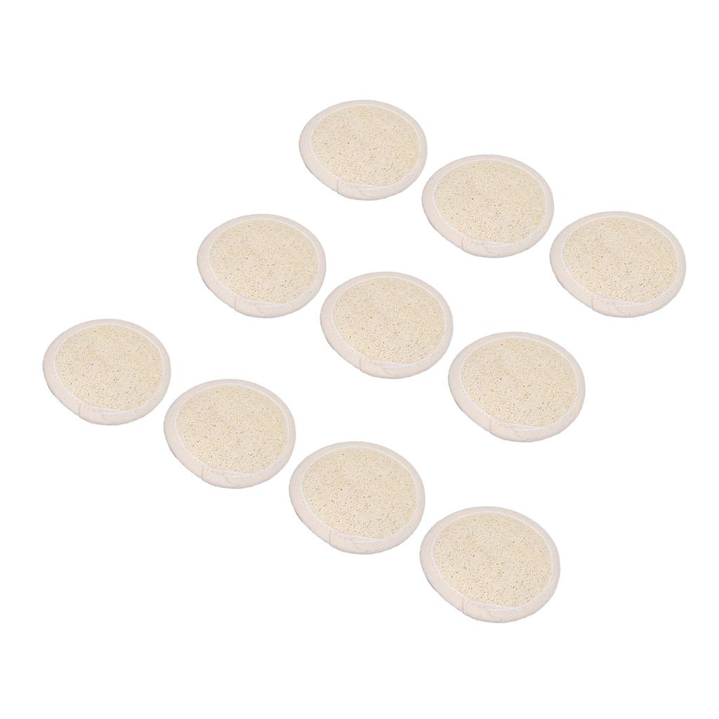 10 шт. отшелушивающих дисков для лица из люфы круглой формы, многоразовые, мягко очищающие, для снятия макияжа, умывания лица
