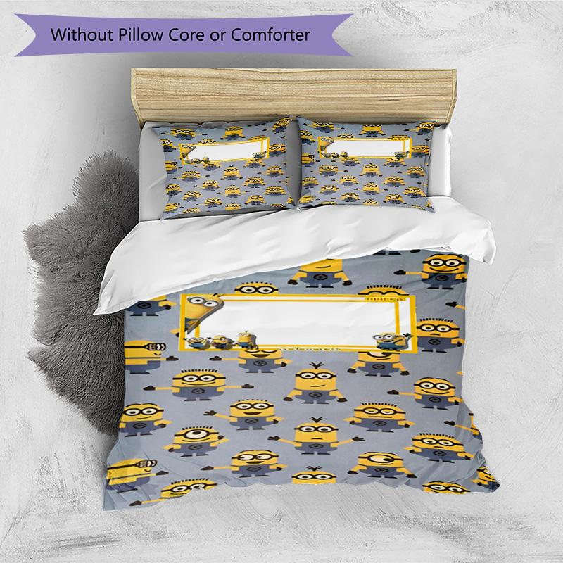 3pcs Duvet Cover Set (1*Duvet Cover + 2*Pillowcase, Without Core), Minions Print Bedding Set, Bedroom Decor, All‑Season, Birthday Gift