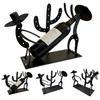 Wine Bottle Holder Cowboy Cactus Silhouette Rustic Southwestern Metal Wine Rack Tabletop Stable Storage Organizer Dining Room Western Decor