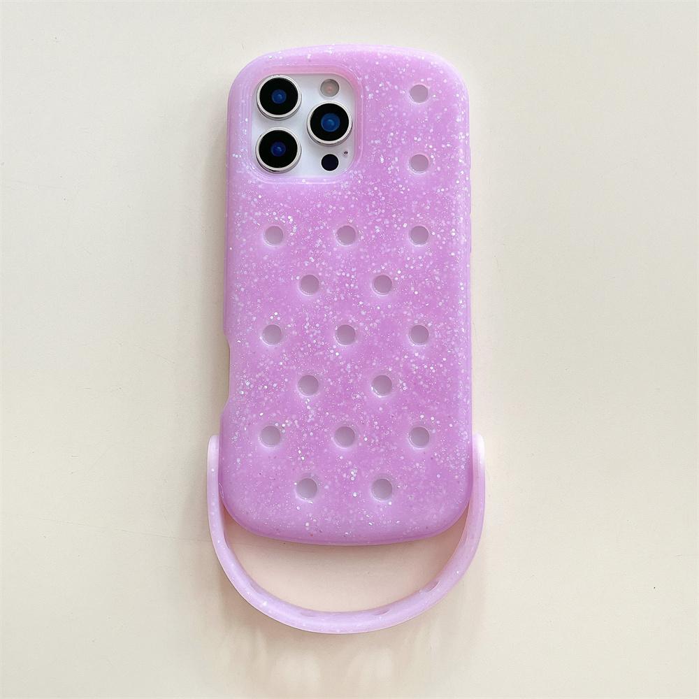 Для Crocs Подвески DIY Держатель для браслета Чехол для телефона Для iPhone 17 16 15 14 Pro Max Air 13 Однотонный Мягкий Силиконовый Задний Чехол