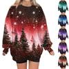Women's Crew-neck Long-sleeved Pullover Christmas Print Top Hoodie