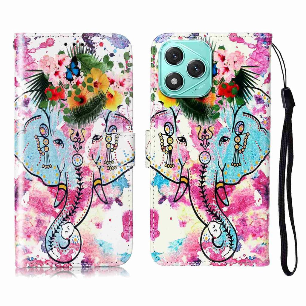 For Honor 400 Lite 5G Case Pattern Leather Wallet Phone Cover with Strap