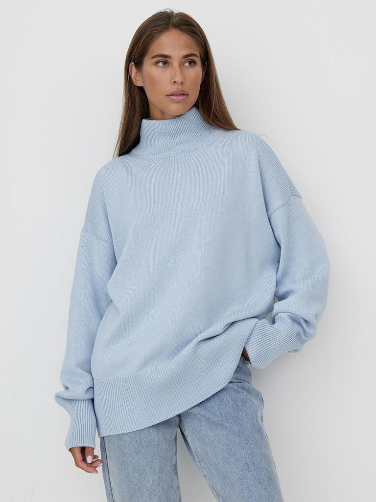 MIEGOFCE Весенний женский повседневный свитер с высоким воротником, теплые свитера, вязаный пуловер, однотонный вязаный топ