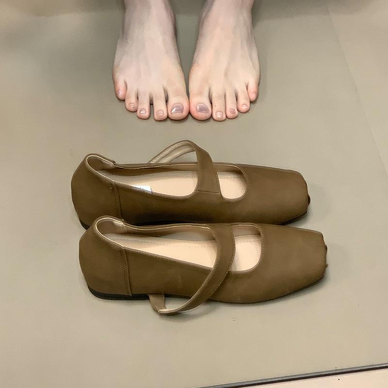 Новые женские балетки с квадратным носком, женские туфли-балетки, неглубокие, на резинке, осенние, женские, удобные, с мягкой подошвой, балетки
