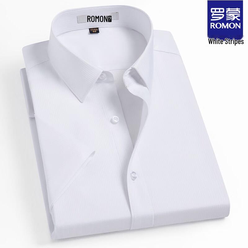 ROMON Мужская летняя рубашка с коротким рукавом в стиле business casual, не требующая глажки