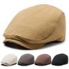 British Style Newsboy Cap Men's Solid Color Peaked Cap Forward Cap Outdoor Beret Flat Cap Driver Ivy Hat Gatsby Painters Hats