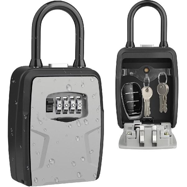 Key Lock Box Outdoor with Code, Large Key Lockbox for Keys Outside Portable Lock box for Keys, 4 Digit Combination Key Safe Storage, Waterproof