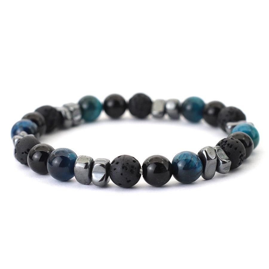 Volcanic Stone Beaded Bracelet Men Jewelry Black String Frosted Beads Personalized Trend of Men Women Accessories