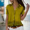 2023 летняя новая модная женская повседневная рубашка на пуговицах с короткими рукавами и v-образным вырезом в синий горошек