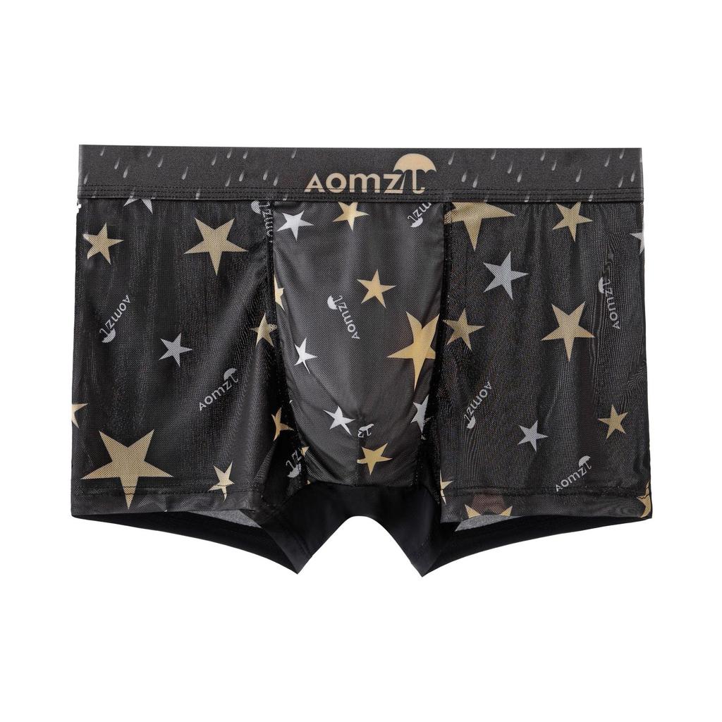 Мужские трусы-боксеры с сетчатым принтом, мужские летние прохладные дышащие четырехугольные короткие трусы-боксеры с головкой