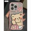 Милый розовый чехол для телефона с мишкой для Apple 13/14/15/16E/16Pro/15ProMax с точными отверстиями