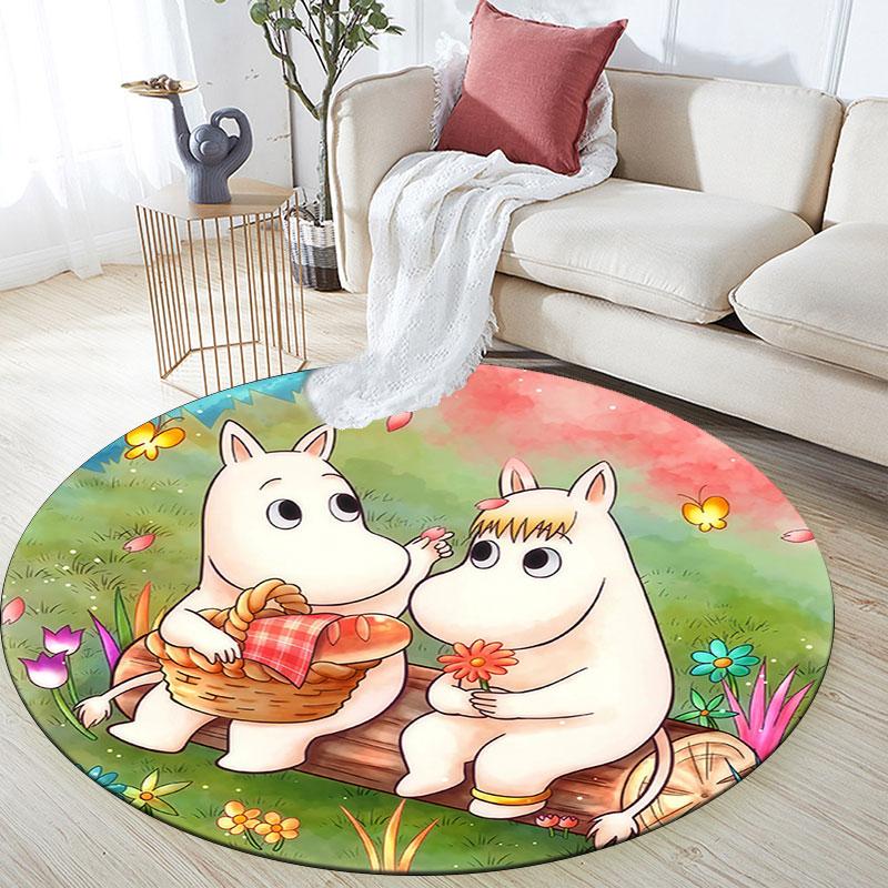 Moomin2,Round Area Rug,Carpet Rug for Living Room Bedroom Sofa Playroom Decor,Non-slip Floor Mat