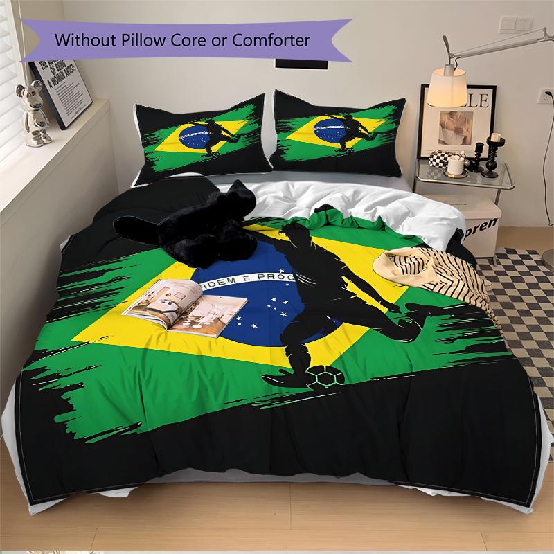 3Pcs Brazilian Football Spirit Bedding Sets For All Sizes New 3D Printed Bed Cover Comforter Duvet Cover Pillowcase Bedroom Decoration