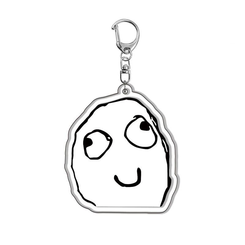 Creative Troll Face Keychains No Me Gusta Rage Forever Alone Acrylic Pendant Key Chain Backpack Car Ornament Comic Fans Gift