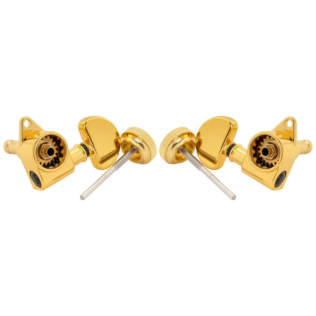 Musiclily Pro R18K L3R3 Блокирующая колковая механика для золотых колков, Передаточное число 18:1, Кнопка в форме полумесяца, Винт под 90 градусов, Для акустических/электрических гитар,