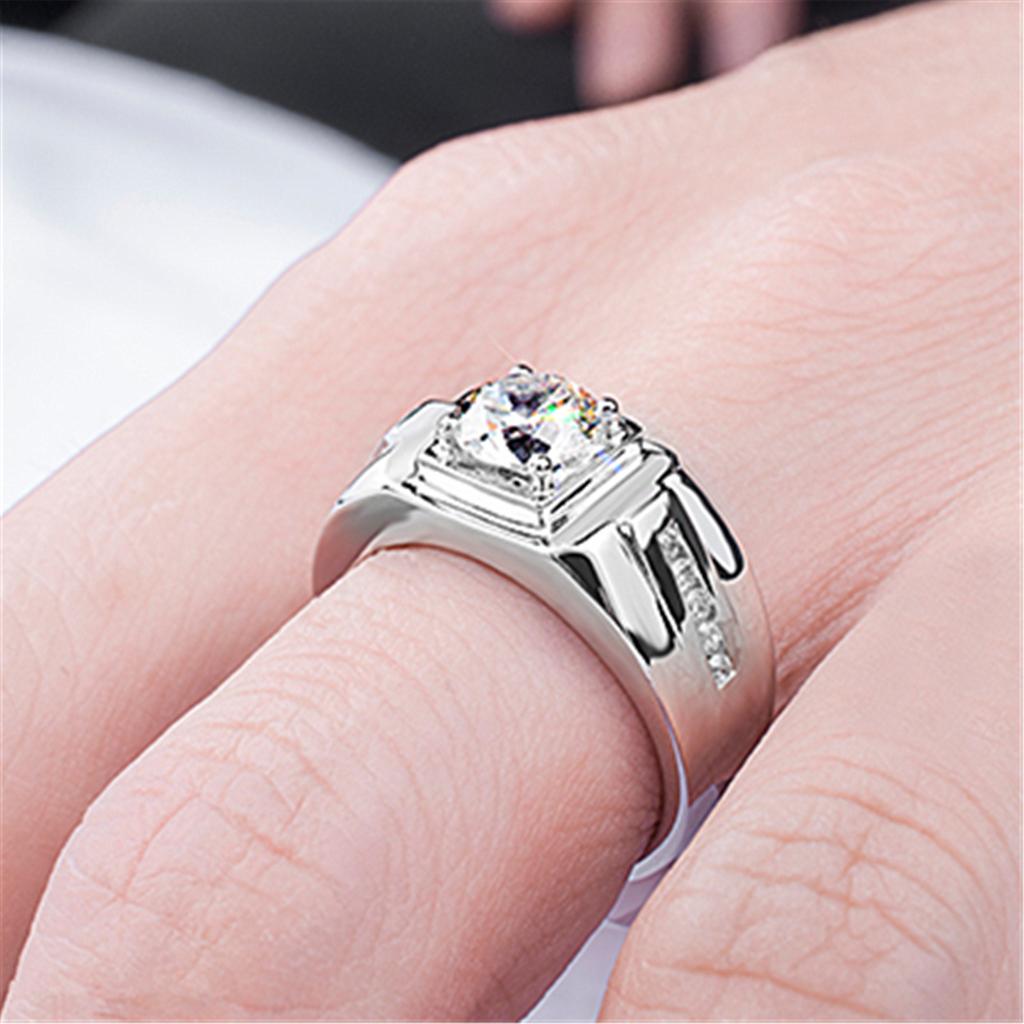 Ring New Men's Ring Men's Domineering Fashion Diamond Ring Simulation Diamond Ring Men's Platinum Plated Moissanite Ring