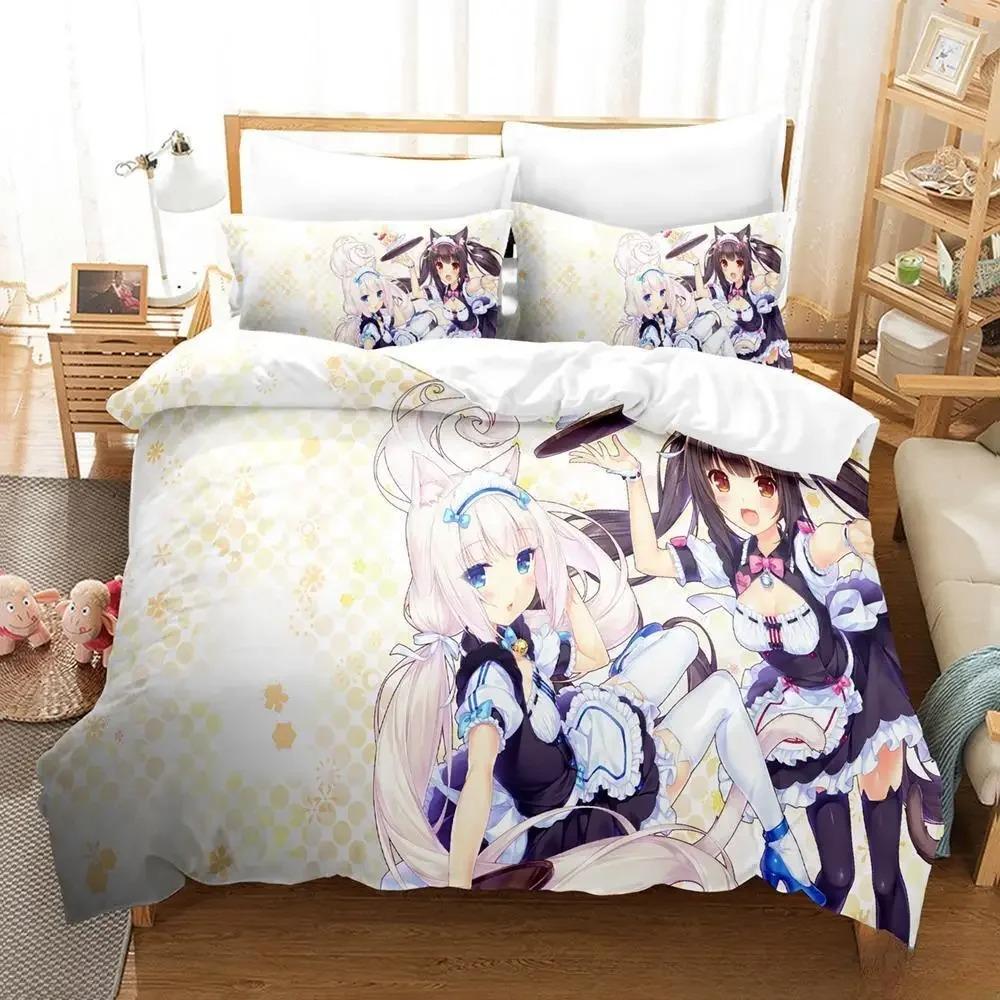 3D Печать Аниме Кавайные Девочки Nekopara Коллекция Постельного Белья Односпальная Двуспальная Полная Квин Кинг Размер Коллекция Постельного Белья Для Взрослых Детей Спальня Пододеяльник Коллекции