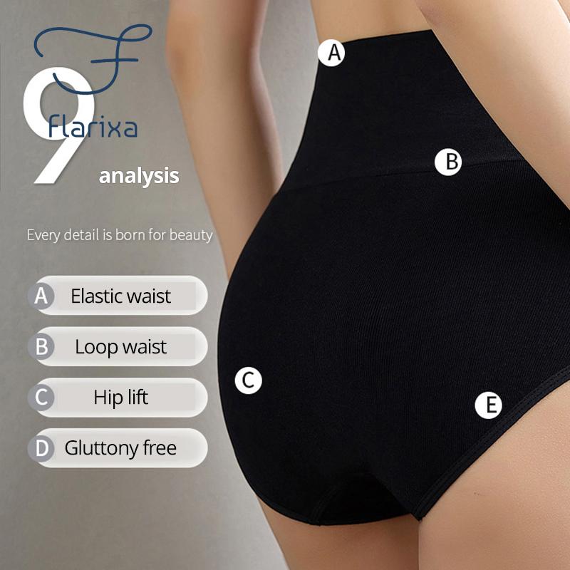 Flarixa Seamless High Waist Panties for Women Flat Belly Shaping Briefs Postpartum Tummy Control Underwear Hip Lift Underpants