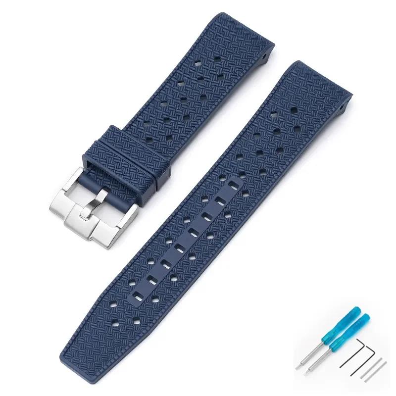 Резиновый силиконовый ремешок для Swatch X Blancpain для Fifty Fathoms Мужской Женский Изогнутый конец Водонепроницаемый Спортивный Пять Океанов Ремешок для часов 22 мм