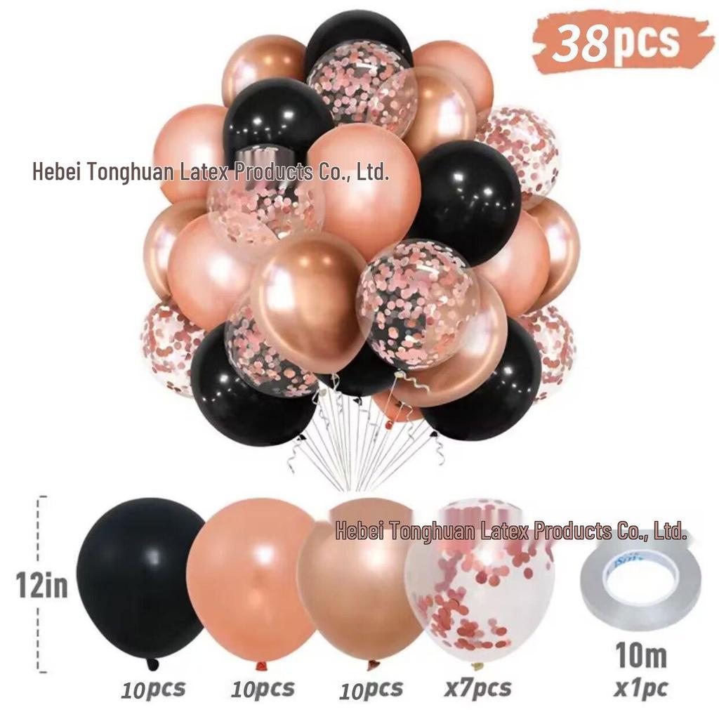 New Year Matte Glitter Metallic Latex Balloon Set for Decorative Photo Atmosphere