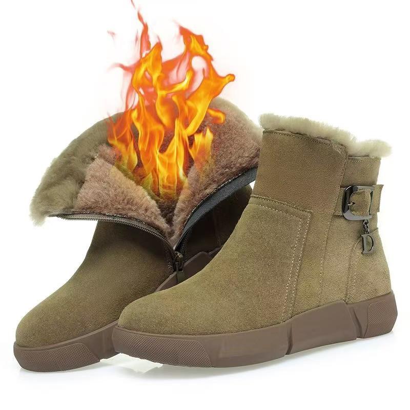 Frosted Leather Popular Snow Boots Women's 2025 New Winter Velvet Warm Thickened Women's Shoes Fur Integrated Cotton Shoes