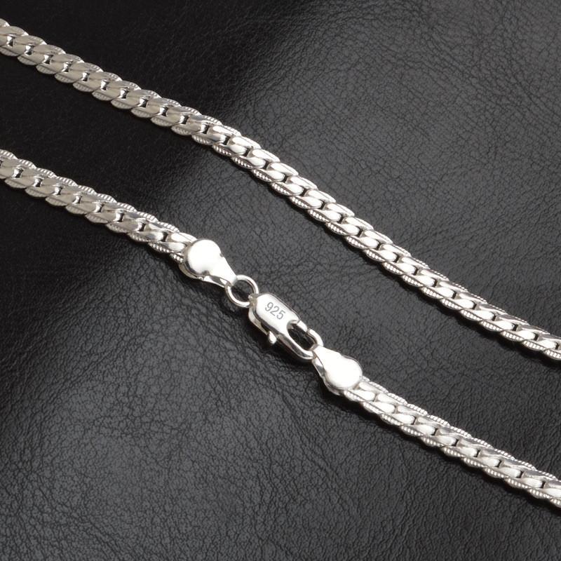925 Silver Christmas Gifts European Style Retro 5MM Flat Chain Necklace Fashion For Man Women Jewelry