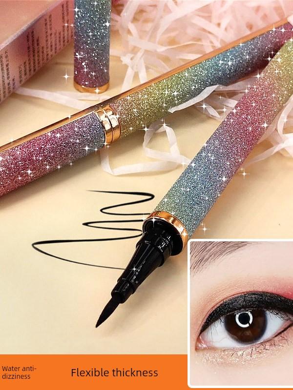 Internet Celebrity Dazzling Starry Sky Eyeliner for Women, Beginners, Hard-Tipped, Quick-Drying, Non-Smudging, Waterproof, Long-Lasting, Black